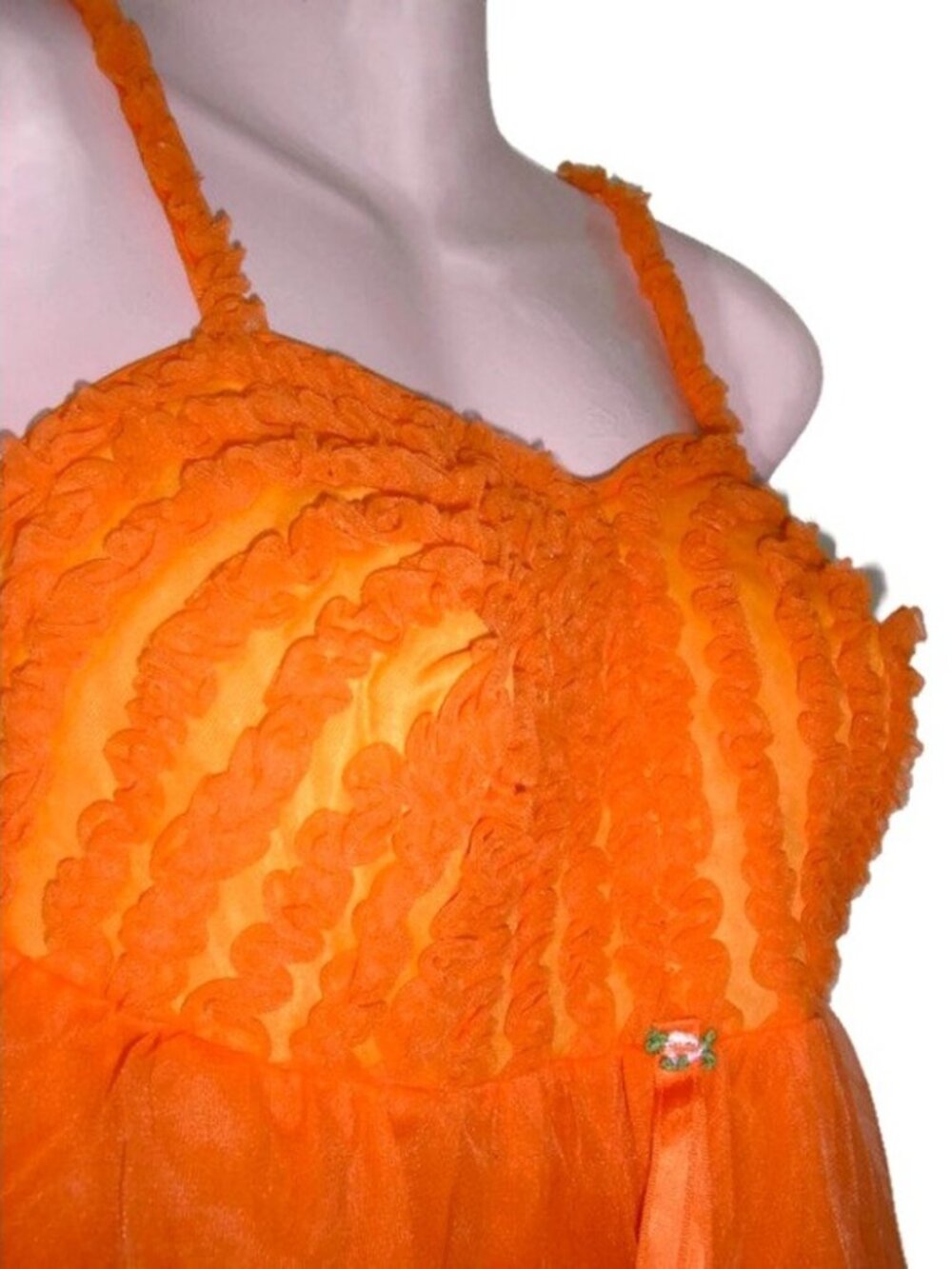 1950s vintage sheer orange bullet bra babydoll lingerie size extra small
